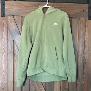 Nike Olive Green Women’s Hoodie with White Logo Light Weight